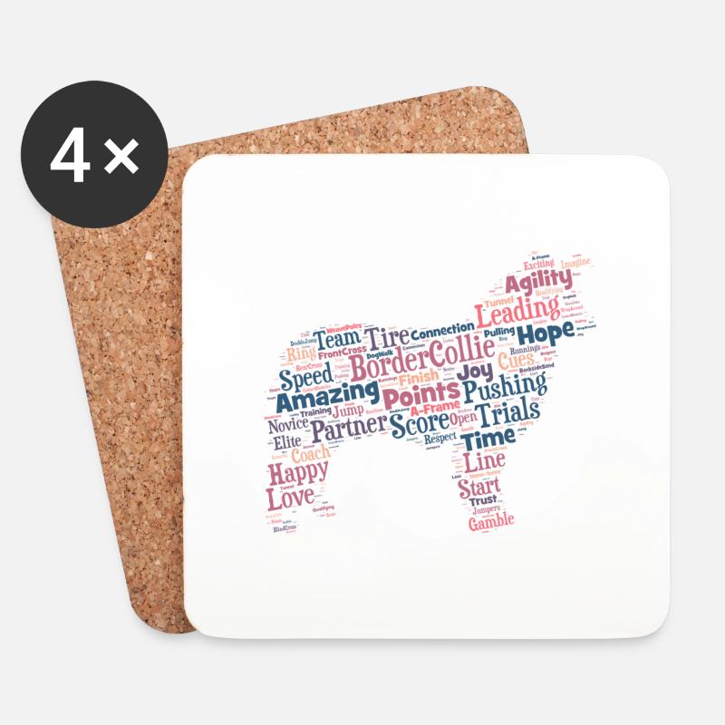 Agility Border Collie Wordcloud engl - Untersetzer (4er-Set) - Weiß