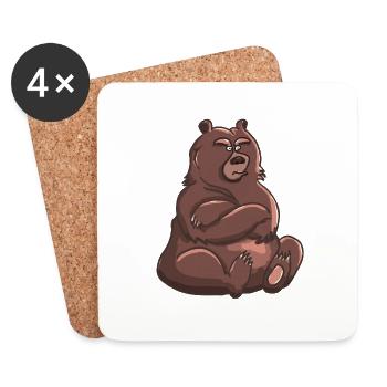 Doba the grumpy bear - Coasters (set of 4) - white - Front
