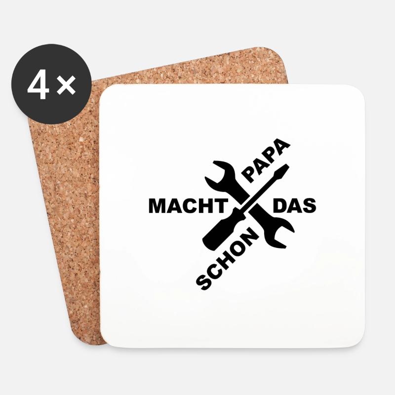 Papa Handwerker - Untersetzer (4er-Set) - Weiß