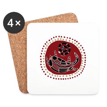 Aborigene72 - Dessous de verre (lot de 4) - blanc - Devant