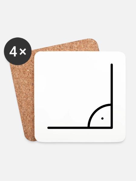 Icône de mathématiques - angle droit - Dessous de verre (lot de 4) - blanc