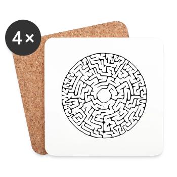 Labyrinth rund - Untersetzer (4er-Set) - Weiß - Vorne
