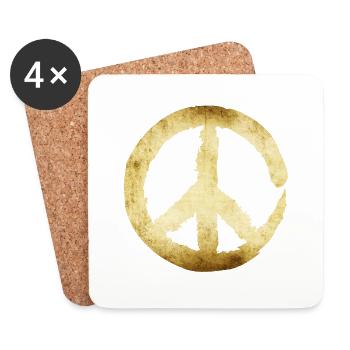 Peace Zeichen - Gold - Untersetzer (4er-Set) - Weiß - Vorne