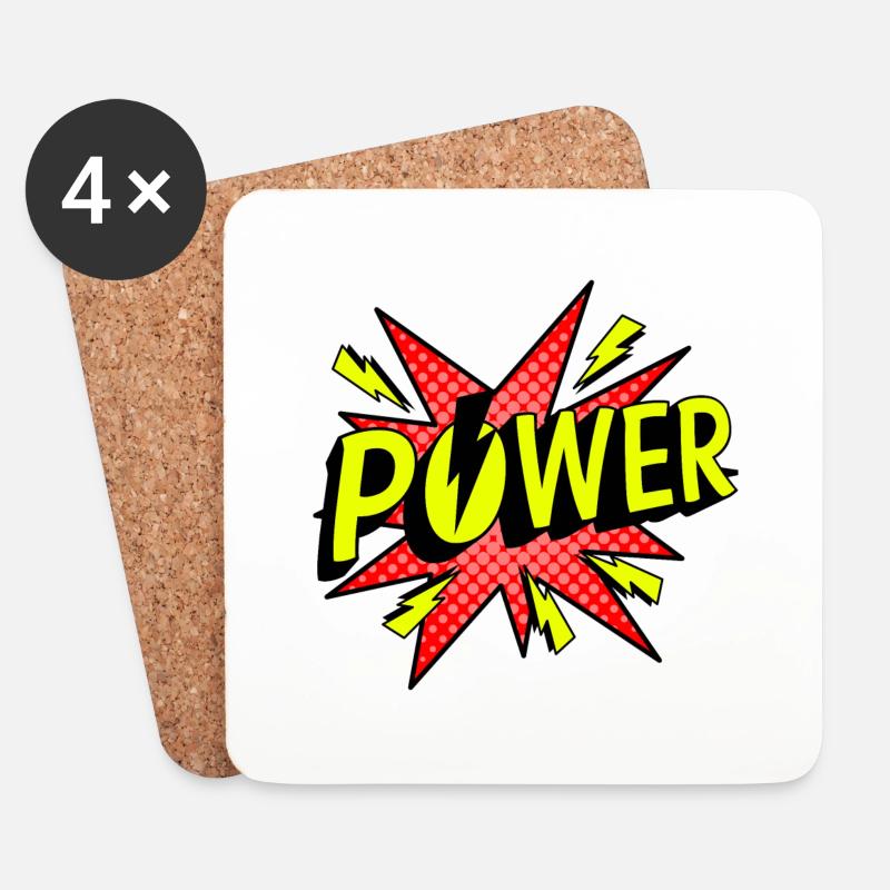 Power - Comic - Untersetzer (4er-Set) - Weiß