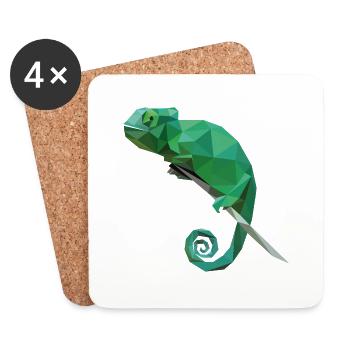 Chamäleon Chamäleons T-Shirt Geschenk Reptilien - Untersetzer (4er-Set) - Weiß - Vorne
