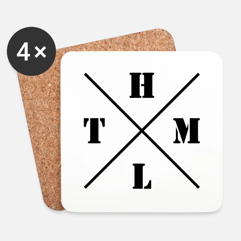 HTML Logo - Coasters (set of 4) - white