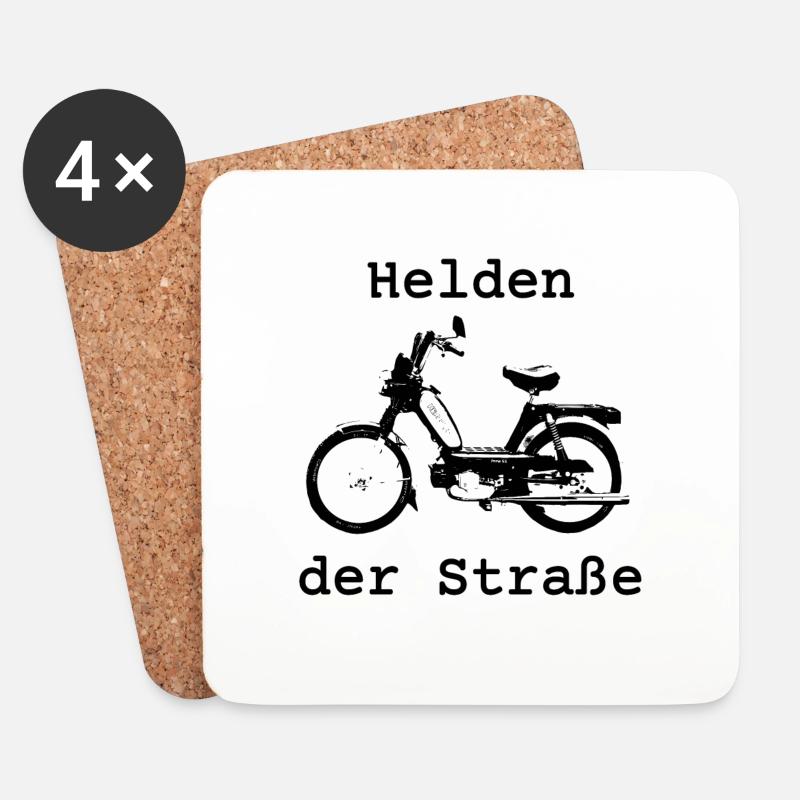 Helden der Straße, Hercules Prima 5, 25 km/h, Mofa - Untersetzer (4er-Set) - Weiß