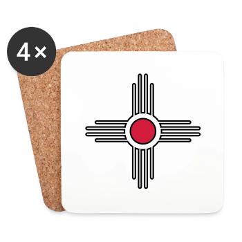 Zia Soleil, natifs américains, symbole spirituel - Dessous de verre (lot de 4) - blanc - Devant