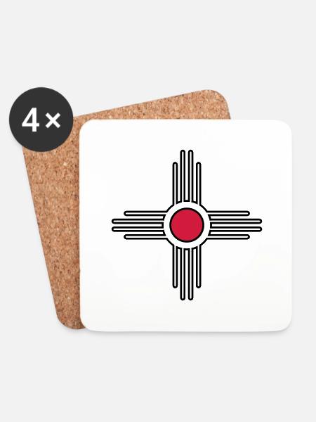 Zia Sonne, Mexiko, Indianer Symbol - Untersetzer (4er-Set) - Weiß