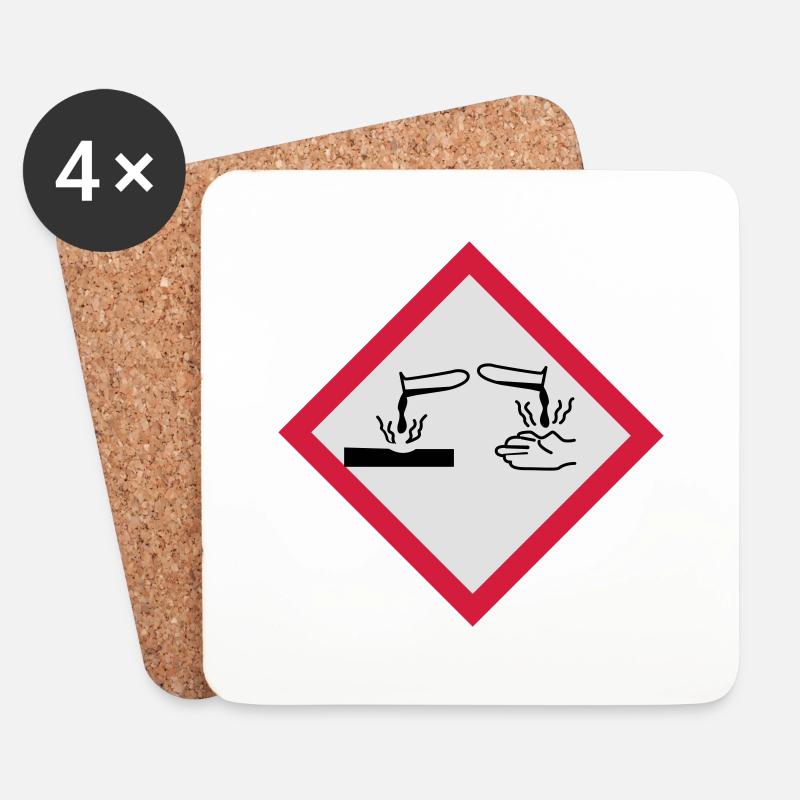 Gefahrstoffe ätzend - Untersetzer (4er-Set) - Weiß