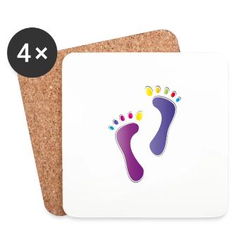 Füße Fußpur Logo Fußpflege Wellness - Untersetzer (4er-Set) - Weiß - Vorne