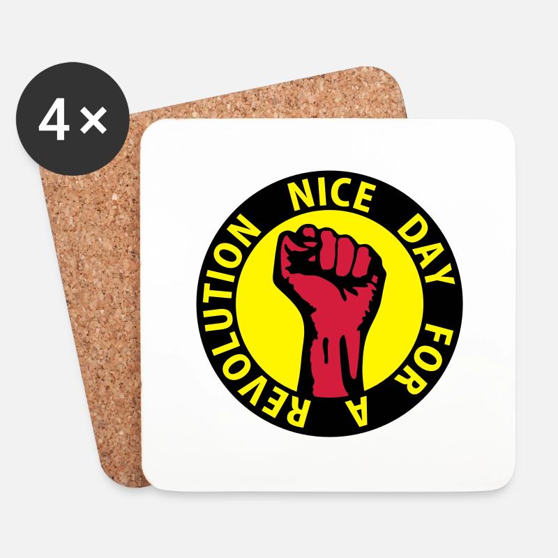 3 colors - nice day for a revolution - against - Untersetzer (4er-Set) - Weiß
