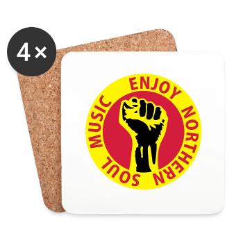 3 colors - Enjoy Northern Soul Music - nighter - Dessous de verre (lot de 4) - blanc - Devant