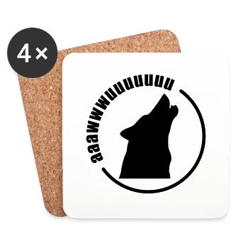 Wolf - Auuwwwwww - Untersetzer (4er-Set) - Weiß - Vorne