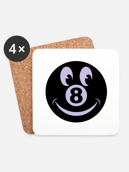 8 ball smiley vecto - Dessous de verre (lot de 4) - blanc