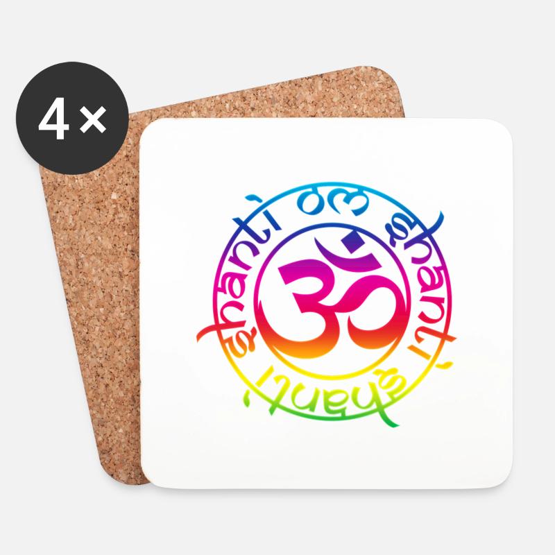 aum_om_shantil_rainbow - Untersetzer (4er-Set) - Weiß