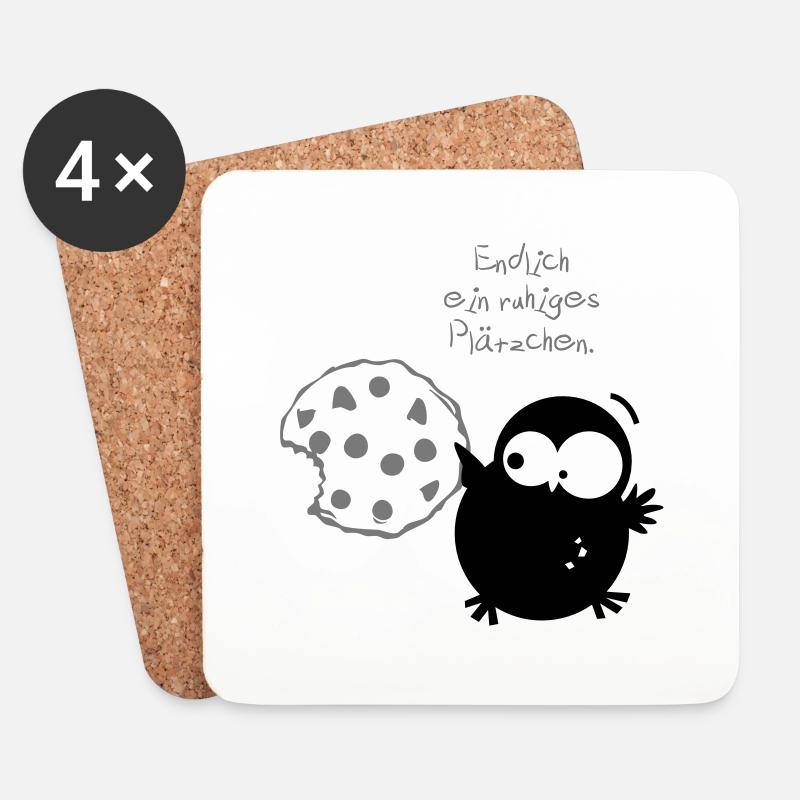 Eine Eule // Endlich ein ruhiges Plätzchen. - Untersetzer (4er-Set) - Weiß