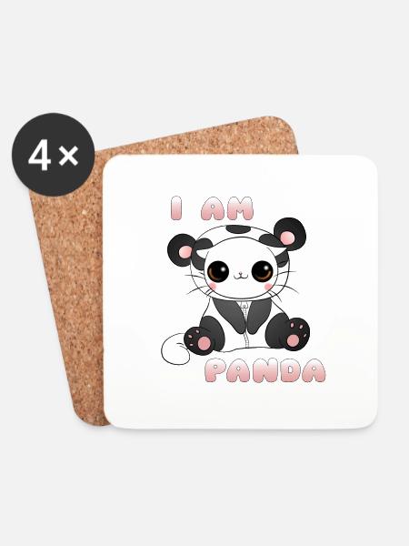 I am Panda - Coasters (set of 4) - white