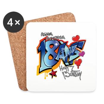 18 ans - Dessous de verre (lot de 4) - blanc - Devant