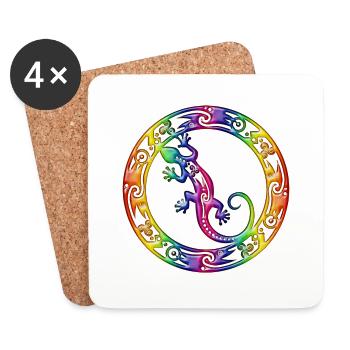Gecko Ornament Rainbow - Untersetzer (4er-Set) - Weiß - Vorne