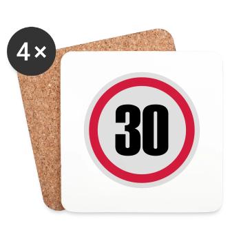 30. Geburtstag Verkehrsschild - Untersetzer (4er-Set) - Weiß - Vorne