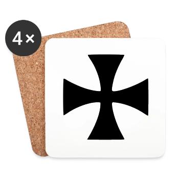 Maltese cross - Croix de Malte (MC2) - Dessous de verre (lot de 4) - blanc - Devant