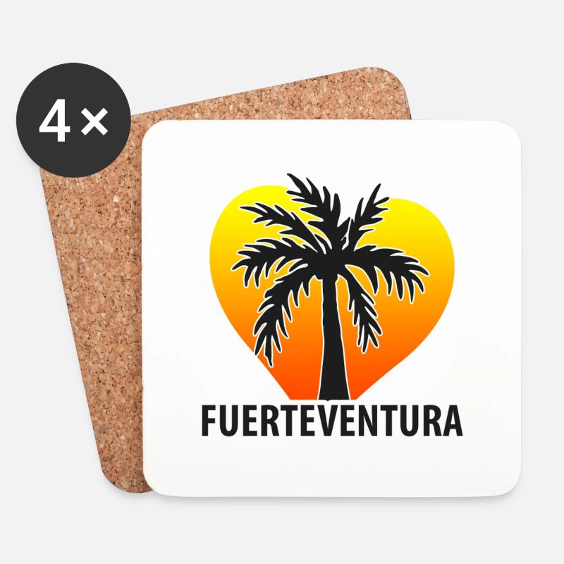Fuerteventura Palme Herz - Untersetzer (4er-Set) - Weiß