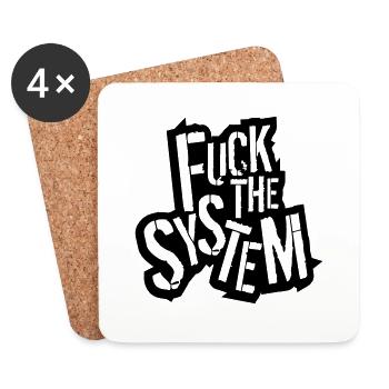 outline outline text rebellious fuck the system logo - Coasters (set of 4) - white - Front
