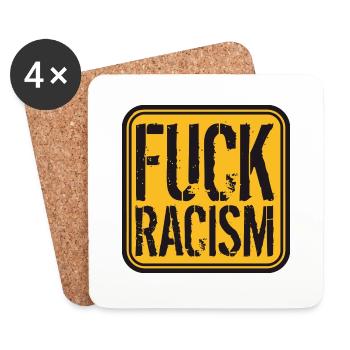 fuck banned no no racism logo text on the other hand - Coasters (set of 4) - white - Front
