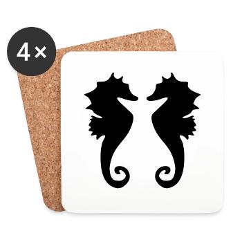 2 seahorses - Coasters (set of 4) - white - Front