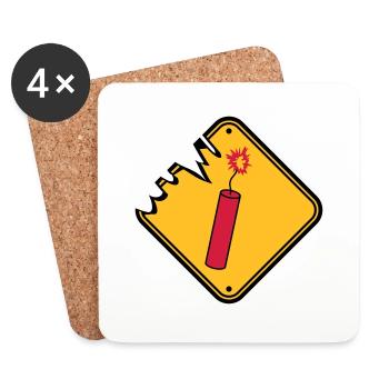 schild achtung gefahr danger vorsicht hinweis stan - Untersetzer (4er-Set) - Weiß - Vorne