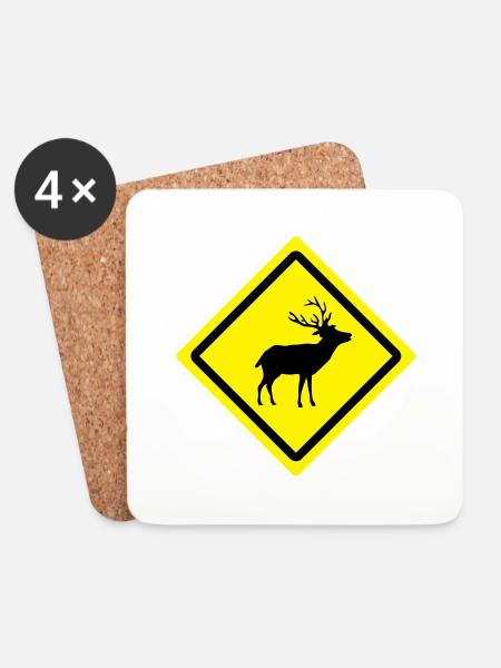hirsch roadsign - Untersetzer (4er-Set) - Weiß