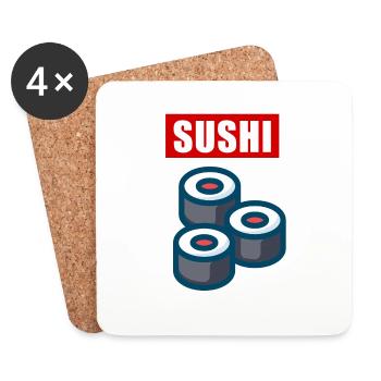 3 Sushi Rollen - Untersetzer (4er-Set) - Weiß - Vorne