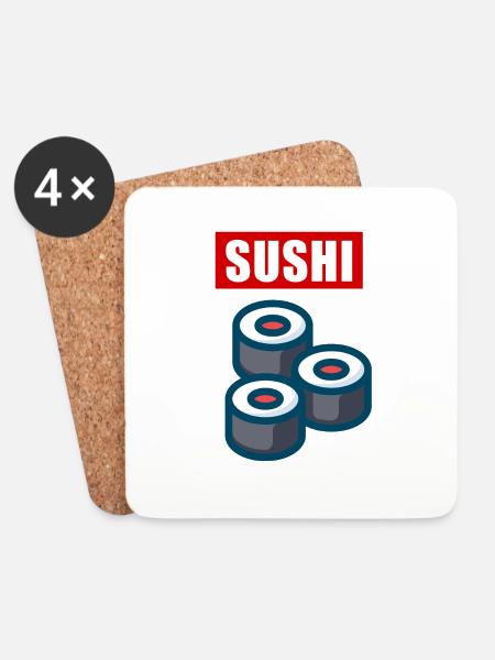 3 Sushi Rollen - Untersetzer (4er-Set) - Weiß