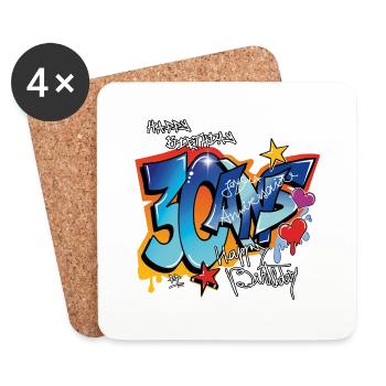 30 ans - Dessous de verre (lot de 4) - blanc - Devant