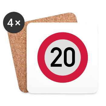 verkehrsschild_20___f3 - Dessous de verre (lot de 4) - blanc - Devant