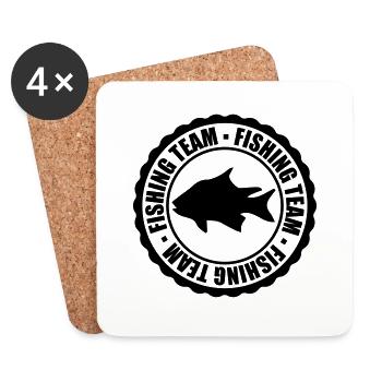 circle round stamp fishing team sport logo caught - Coasters (set of 4) - white - Front