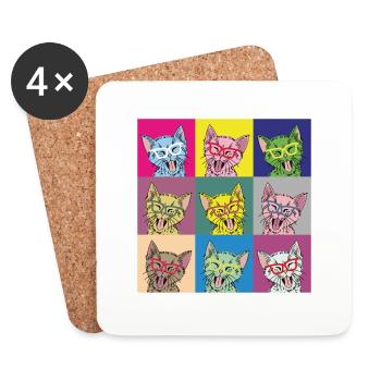 Katzen Pop Art - Untersetzer (4er-Set) - Weiß - Vorne
