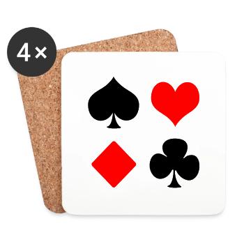 Cartes à jouer, Poker - Dessous de verre (lot de 4) - blanc - Devant