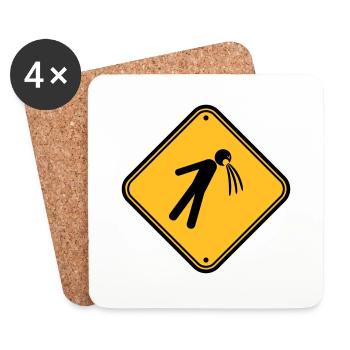 schild vorsicht hinweis kotzen uebergeben brechen - Untersetzer (4er-Set) - Weiß - Vorne