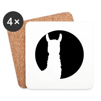 logo round circle silhouette black outline Lama came - Coasters (set of 4) - white - Front