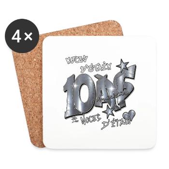 Noces d'étain - Dessous de verre (lot de 4) - blanc - Devant