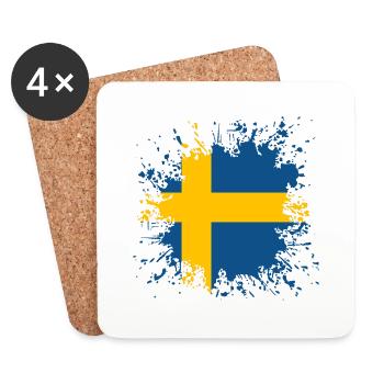 Schweden Flagge Farbspritzer - Untersetzer (4er-Set) - Weiß - Vorne