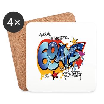 69 ans - Dessous de verre (lot de 4) - blanc - Devant