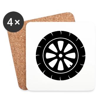 tire motorcycle driving driver license car mechanics - Coasters (set of 4) - white - Front