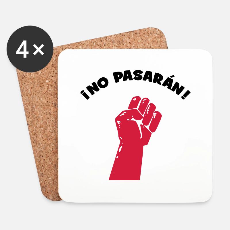 No Pasaran - They shall not pass! - Coasters (set of 4) - white