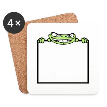 frosch schild verstecken rahmen text schreiben mau - Untersetzer (4er-Set) - Weiß - Vorne