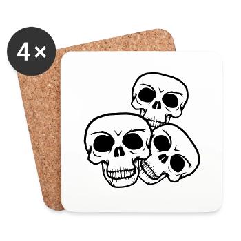 équipe de famille 3 amis équipe trio schaedel squelette - Dessous de verre (lot de 4) - blanc - Devant