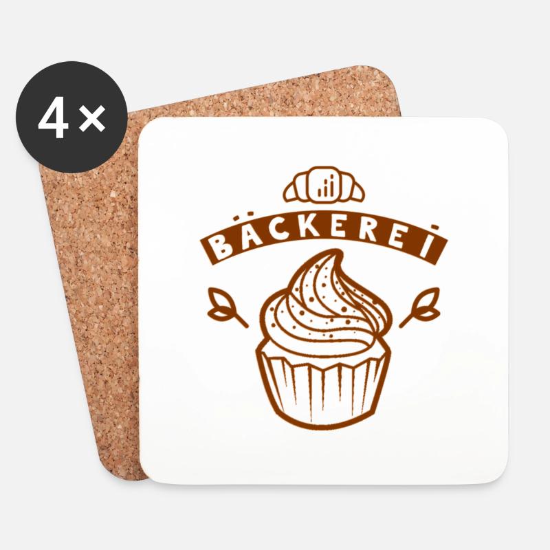 Bäckerei Cupcake - Untersetzer (4er-Set) - Weiß