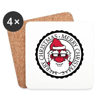 santa claus round circle stamp nikolaus weihnac - Coasters (set of 4) - white - Front